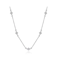 Sterling Silver Cubic Zirconia Adjustable Necklace