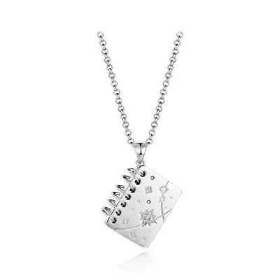Sterling Silver Cubic Zirconia Spiral Notebook 19" Pendant