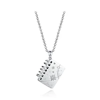 Sterling Silver Cubic Zirconia Spiral Notebook 19" Pendant