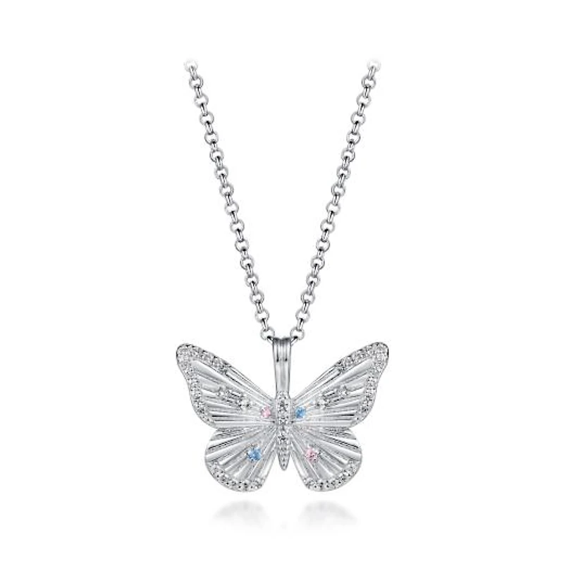 Sterling Silver Cubic Zirconia Butterfly Pendant