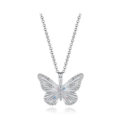 Sterling Silver Cubic Zirconia Butterfly Pendant
