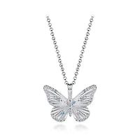 Sterling Silver Cubic Zirconia Butterfly Pendant