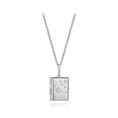 Sterling Silver Cubic Zirconia Celestial 19" Book Locker Pendant