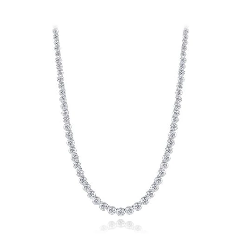 Sterling Silver Cubic Zirconia Adjustable Choker Necklace