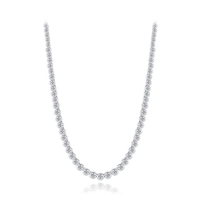 Sterling Silver Cubic Zirconia Adjustable Choker Necklace