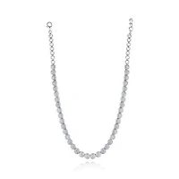 Sterling Silver 17" Cubic Zirconia Adjustable Choker Necklace