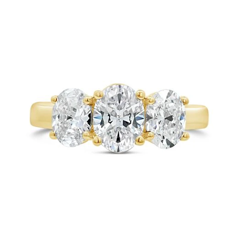 New Brilliance 14K Yellow Gold Lab Grown 2.00CTW Oval Diamond Three-Stone Ring