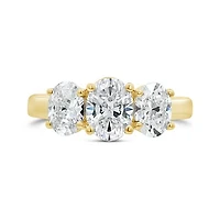 New Brilliance 14K Yellow Gold Lab Grown 2.00CTW Oval Diamond Three-Stone Ring