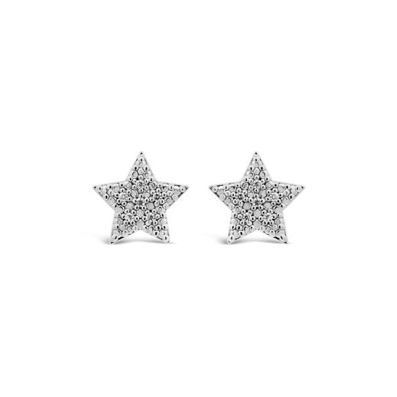 Radiant Universe Sterling Silver Diamond Star Earrings