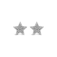 Radiant Universe Sterling Silver Diamond Star Earrings