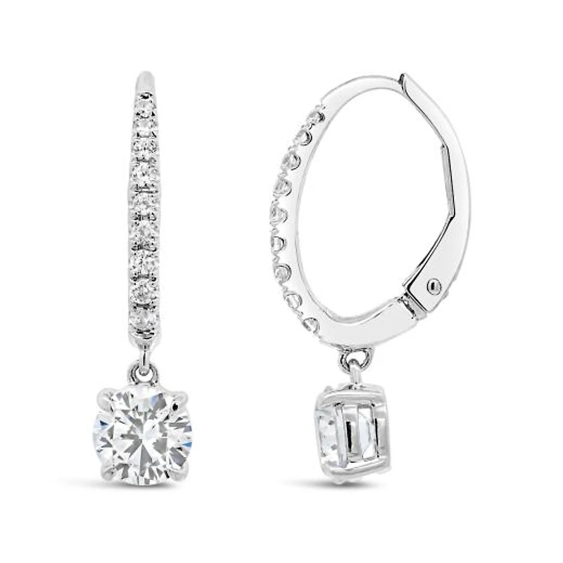 New Brilliance 10K White Gold Lab Grown 1.20CTW Diamond Dangle Earrings