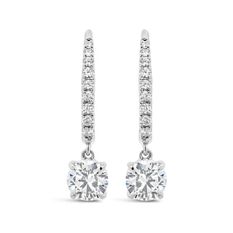 New Brilliance 10K White Gold Lab Grown 1.20CTW Diamond Dangle Earrings