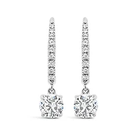 New Brilliance 10K White Gold Lab Grown 1.20CTW Diamond Dangle Earrings