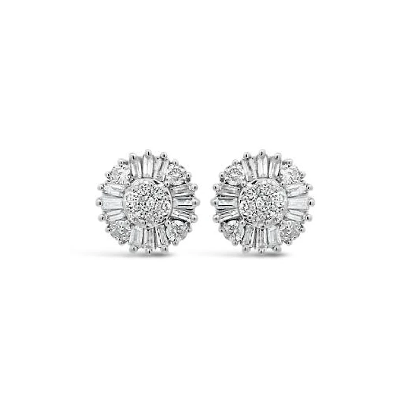 Bouquet 10K White Gold 0.45CTW Diamond Stud Earrings