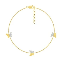 Bella Moda 10K Yellow Gold Diamond Butterfly Anklet