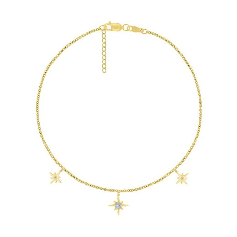Bella Moda 10K Yellow Gold Diamond Star Anklet