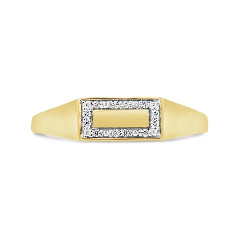 Charmables 10K Yellow Gold Diamond Rectangle Signet Ring