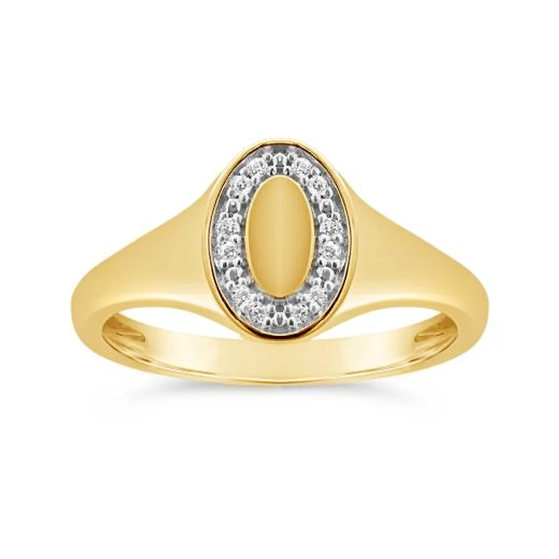 Charmables 10K Yellow Gold Diamond Oval Signet Ring