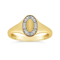 Charmables 10K Yellow Gold Diamond Oval Signet Ring