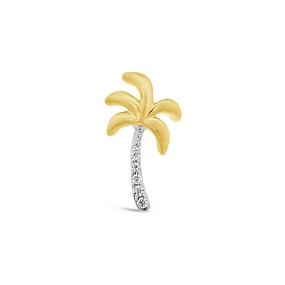 Charmables 10K Yellow Gold Diamond Single Palm Tree Stud Earring