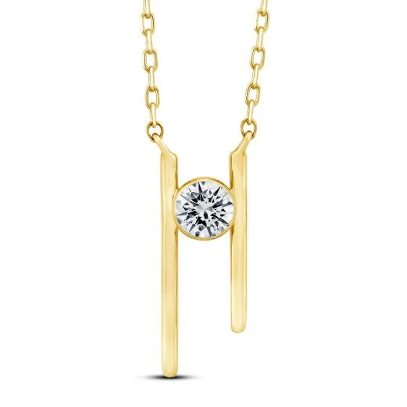 New Brilliance 10K Yellow Gold Lab Grown 0.30CT Diamond Solitaire Necklace