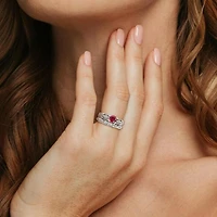 Julianna B 10K White Gold Created Ruby Created White Sapphire Diamond Bridal Set