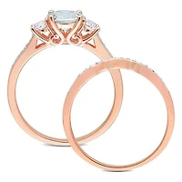 Julianna B 10K Rose Gold Aquamarine and Diamond Bridal Set
