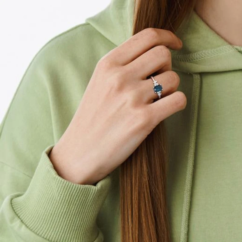 Julianna B 14K White Gold Blue Spinel and Diamond Ring