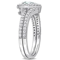 Julianna B 10K White Gold Aquamarine and Diamond Bridal Set
