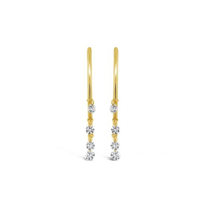 Brevani 10K Yellow Gold 0.78CTW Diamond Dangle Hoop Earrings
