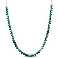 Julianna B Sterling Silver Created Emerald 18" + 2" Extender Tennis Necklace