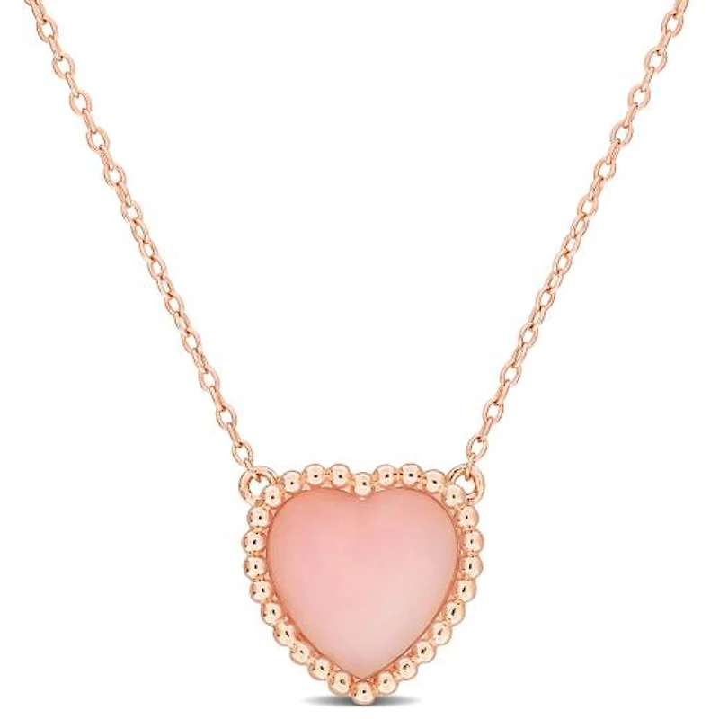 Julianna B Rose Plated Sterling Silver Heart Shape Pink Opal Necklace