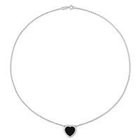 Julianna B Sterling Silver Heart Shape Black Agate Necklace