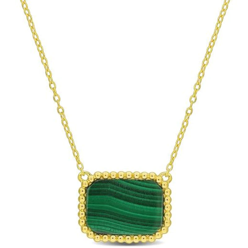 Julianna B Yellow Plated Sterling Silver Malachite Necklace