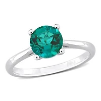 Julianna B Sterling Silver Created Emerald Solitaire Ring