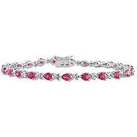 Julianna B Sterling Silver Created Ruby 7" Bracelet