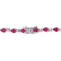 Julianna B Sterling Silver Created Ruby 7" Bracelet