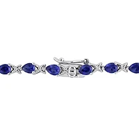 Julianna B Sterling Silver Created Blue Sapphire 7" Bracelet