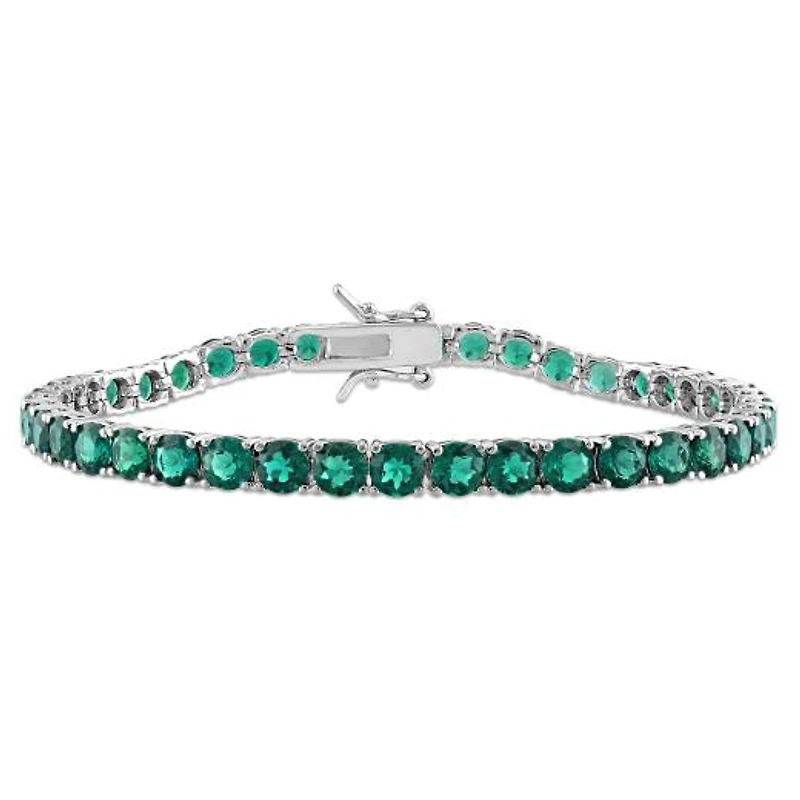 Julianna B Sterling Silver Created Emerald 7.25" Bracelet