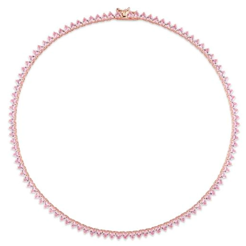 Julianna B Rose Plated Sterling Silver Pink Cubic Zirconia Tennis 18" Necklace