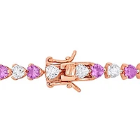 Julianna B 18K Rose Plated Sterling Silver CR Pink CR White Sapphire Brac 7.5