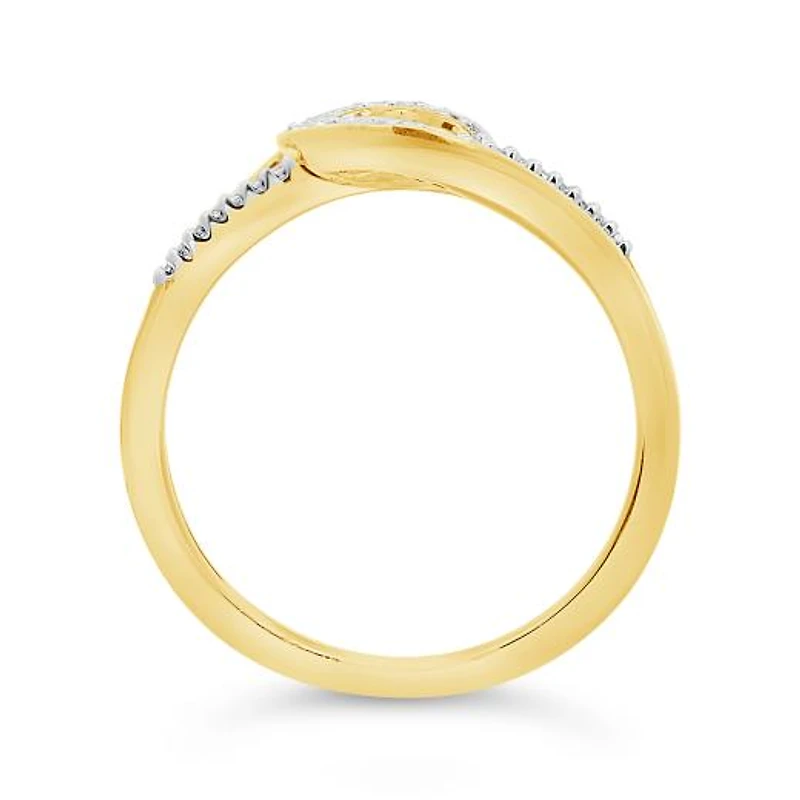 10K Yellow Gold 0.10CTW Diamond Heart Promise Ring