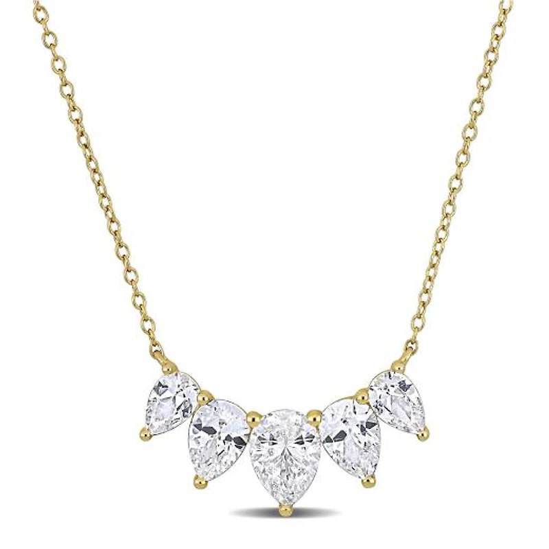 Julianna B Yellow Plated Sterling Silver Created White Sapphire Necklace