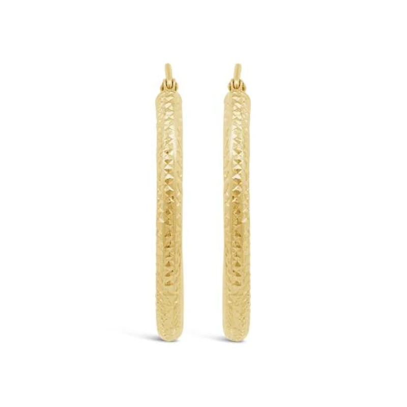 14K Yellow Gold 30mm Diamond Cut Hoop Earrings