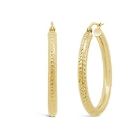 14K Yellow Gold 30mm Diamond Cut Hoop Earrings