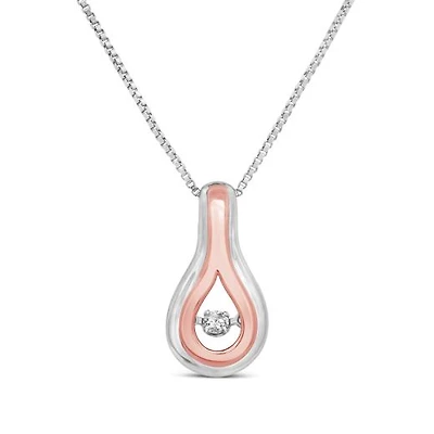 Dancing Diamonds Sterling Silver and 10K Rose Gold Canadian Diamond Pendant
