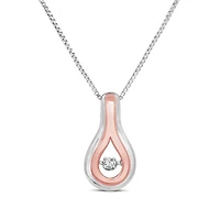 Dancing Diamonds Sterling Silver and 10K Rose Gold Canadian Diamond Pendant