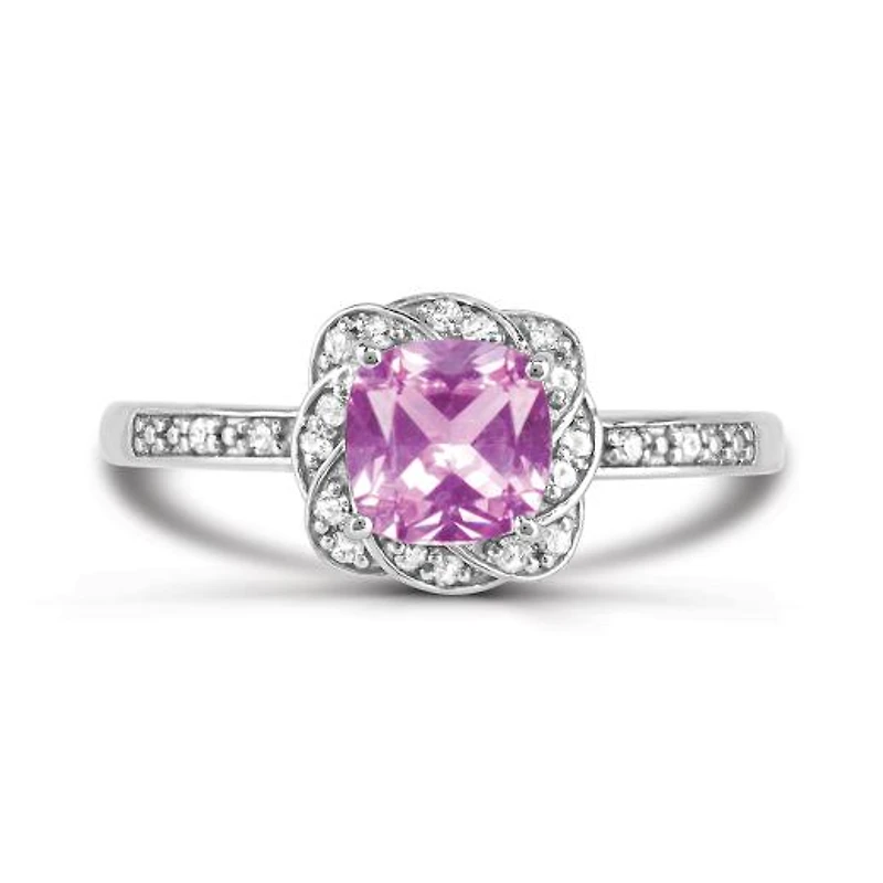 Sterling Silver Created Pink & Created White Sapphire Ring