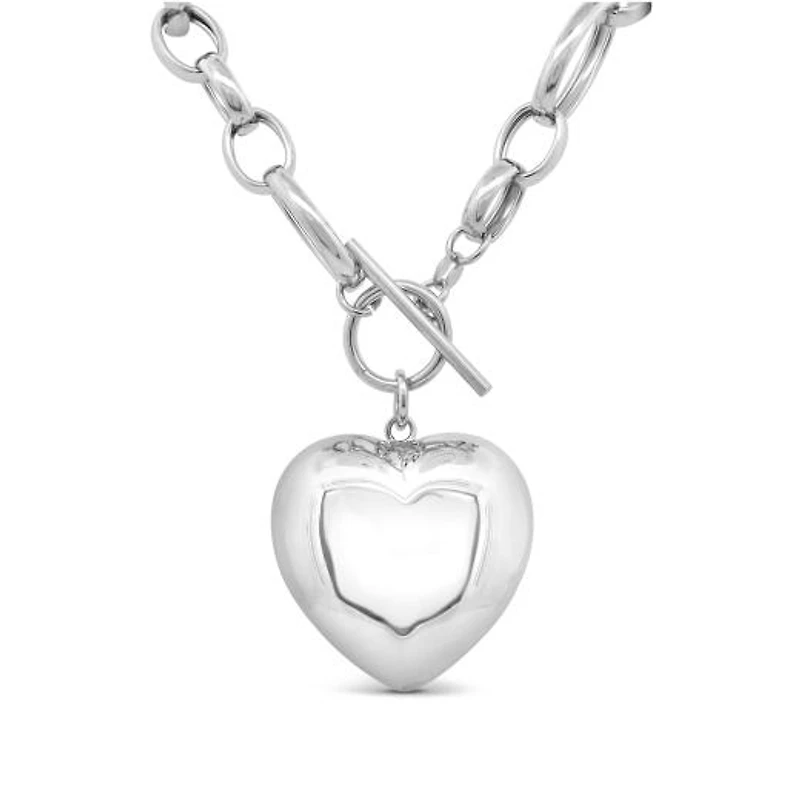 Sterling Silver 17" Puffed Heart Necklace