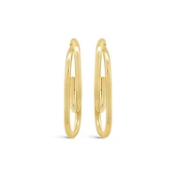 10K Yellow Gold Oval Half Hoop Earrings